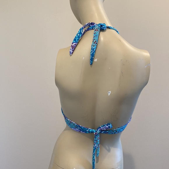 American Eagle Blue Multi Floral Ruffle Bikini Set SZ S - Picture 3 of 9